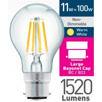 11w (= 100w) Clear LED GLS - BC