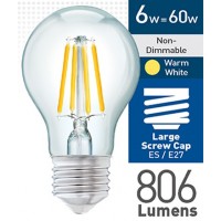 6w (= 60w) Clear LED GLS - ES