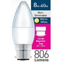 8w (= 60w) Frosted LED Candle - BC