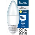 8w (= 60w) Frosted LED Candle - ES