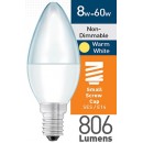 8w (= 60w) Frosted LED Candle - SES