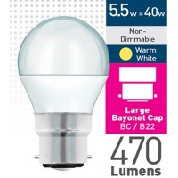 5w (= 40w) Frosted LED Round - BC